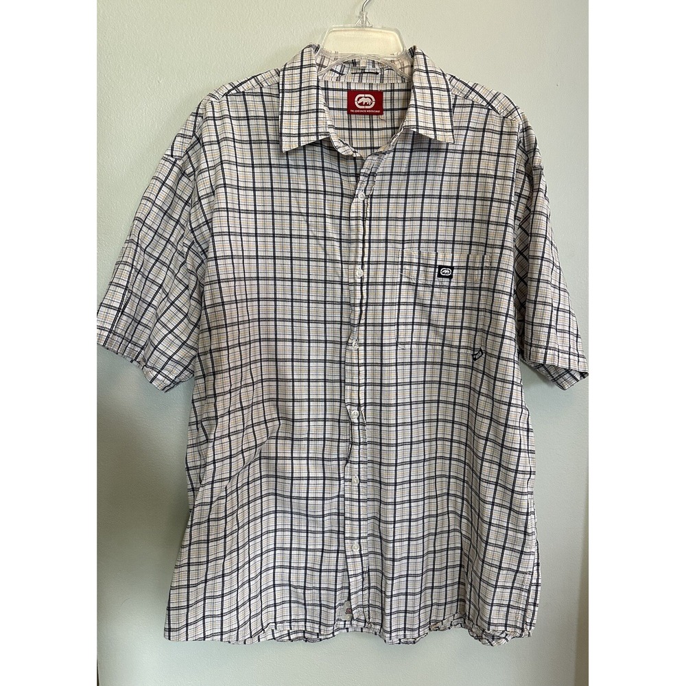 Ecko Unltd. Shirt Mens Size XXL The Dwyer Camp 100% Cotton Short Sleeve Plaid